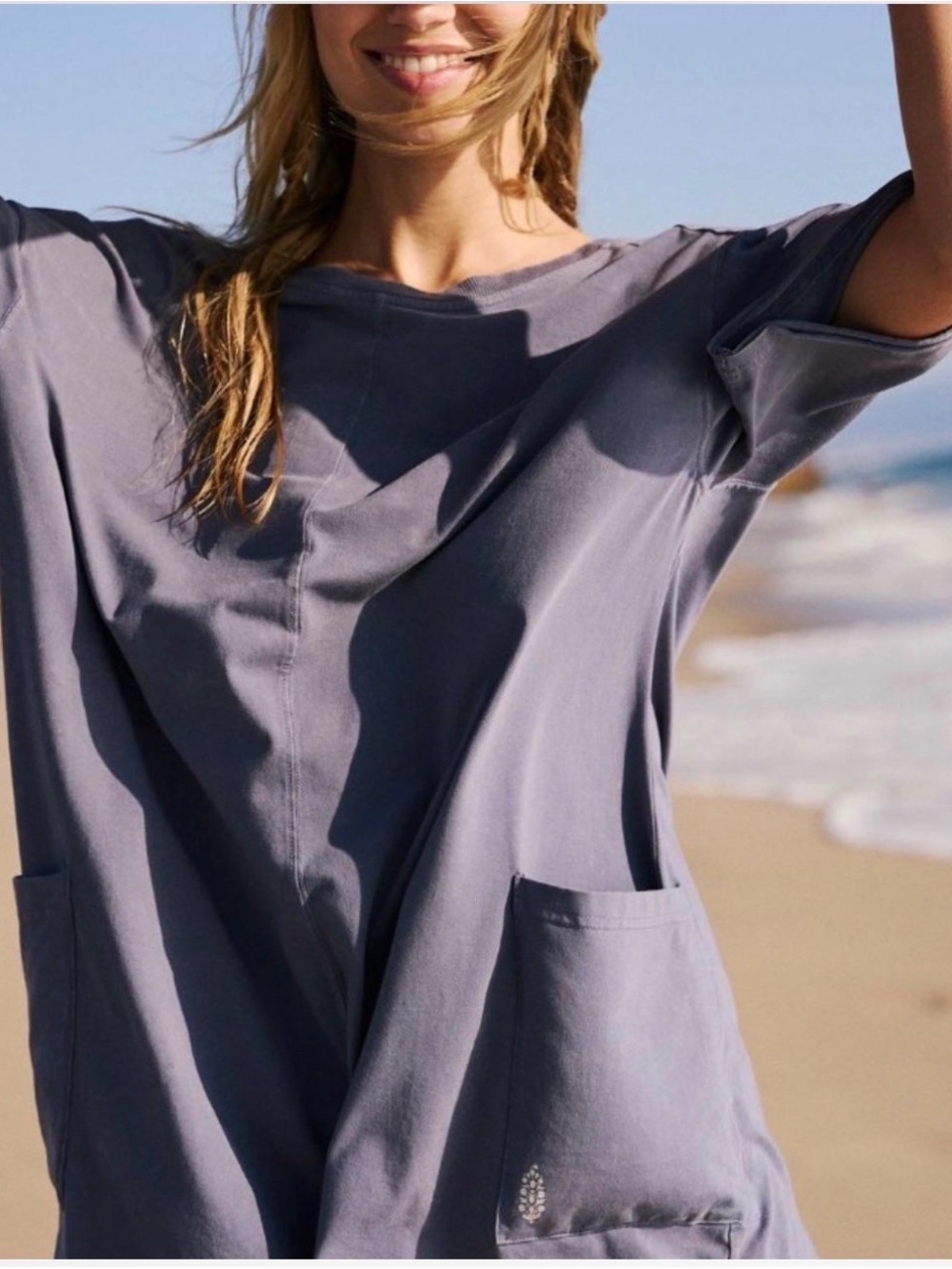 Free People Hot Shot Tee Romper- XS INDIGO